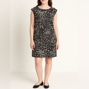 APT. 9 Animal Print Shift Dress Black Gray Neutral Leopard Print Large